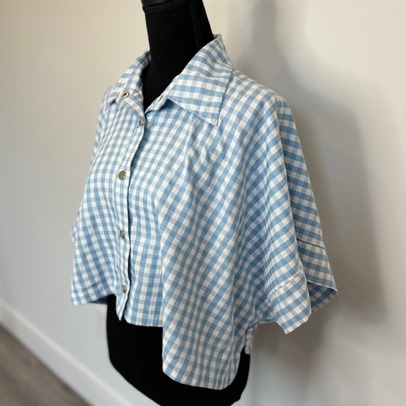 Hers & Mine Blue and White Checkered Button Up (Small) - Picture 3 of 10